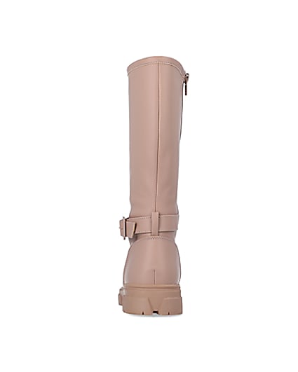 360 degree animation of product Girls Beige Rubberised Buckle Calf Boots frame-9