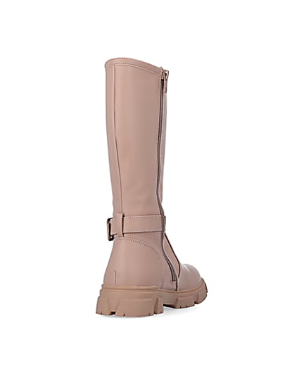 360 degree animation of product Girls Beige Rubberised Buckle Calf Boots frame-11