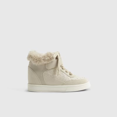 Girls Beige Wedge Hightop Trainers River Island