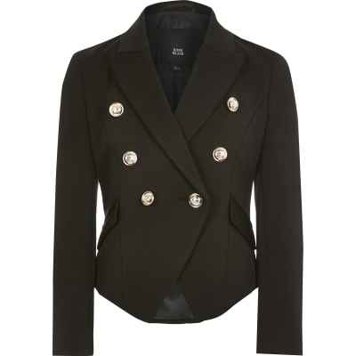 river island girls black coat