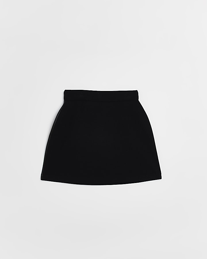 Girls black a line button skirt