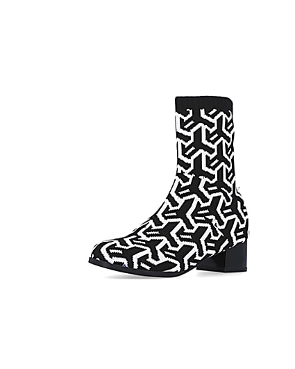 360 degree animation of product Girls Black Abstract Heeled sock Boots frame-1