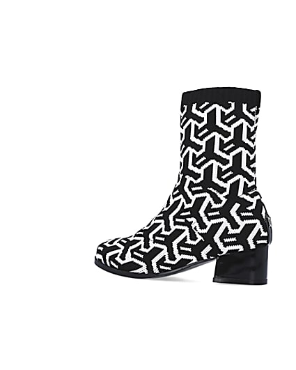 360 degree animation of product Girls Black Abstract Heeled sock Boots frame-5