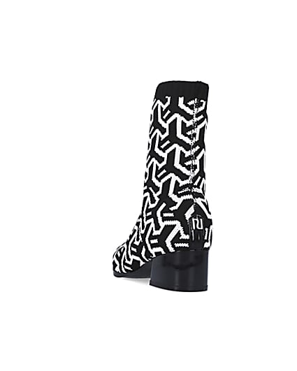 360 degree animation of product Girls Black Abstract Heeled sock Boots frame-8