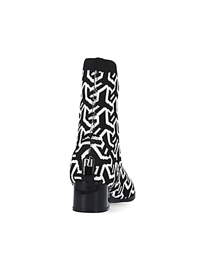 360 degree animation of product Girls Black Abstract Heeled sock Boots frame-10