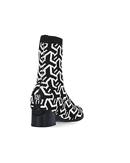 360 degree animation of product Girls Black Abstract Heeled sock Boots frame-11