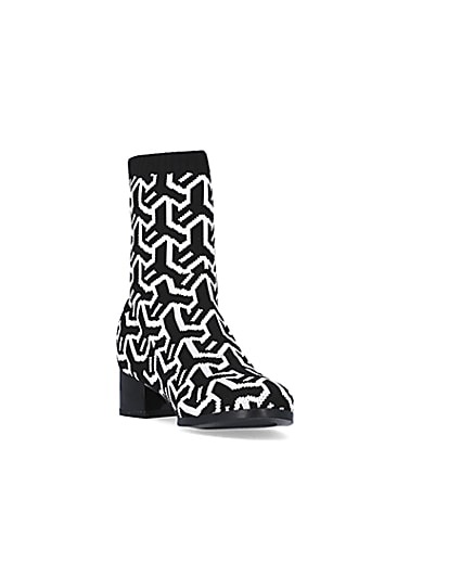 360 degree animation of product Girls Black Abstract Heeled sock Boots frame-19