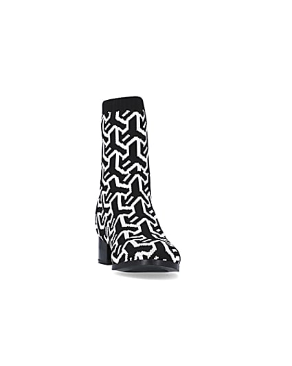 360 degree animation of product Girls Black Abstract Heeled sock Boots frame-20