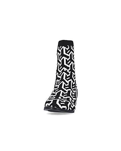360 degree animation of product Girls Black Abstract Heeled sock Boots frame-22