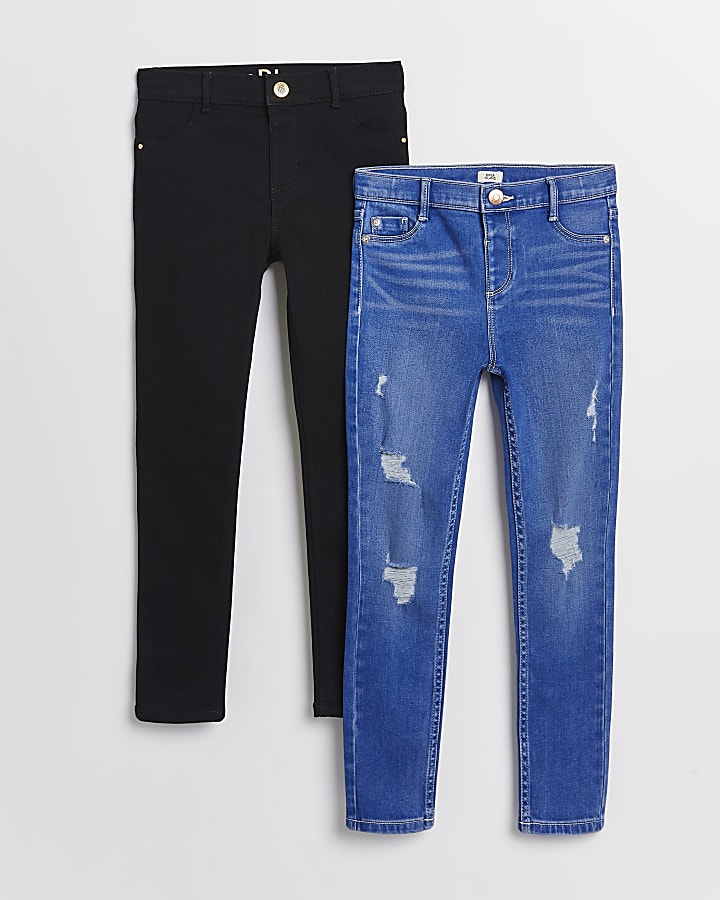 Girls black & blue Molly skinny fit jeans