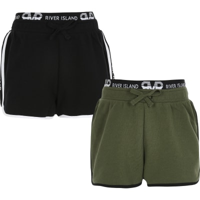 khaki black shorts