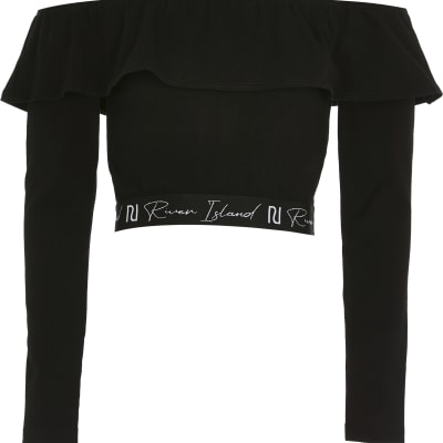 black bardot crop top