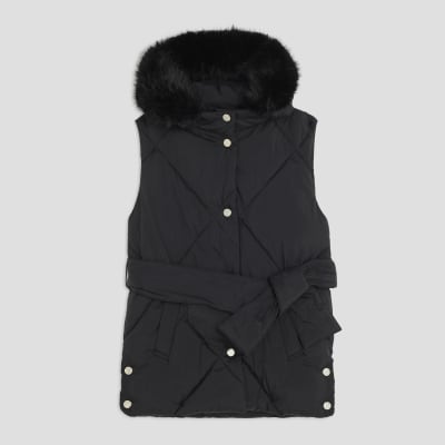 Black Faux Fur Jacket River Island Black Fur Gilet Girls Black