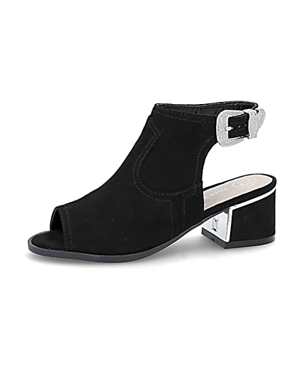 360 degree animation of product Girls black black buckle shoe boot frame-5