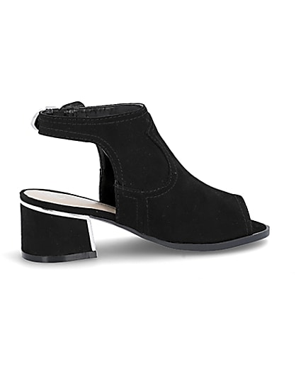 360 degree animation of product Girls black black buckle shoe boot frame-17