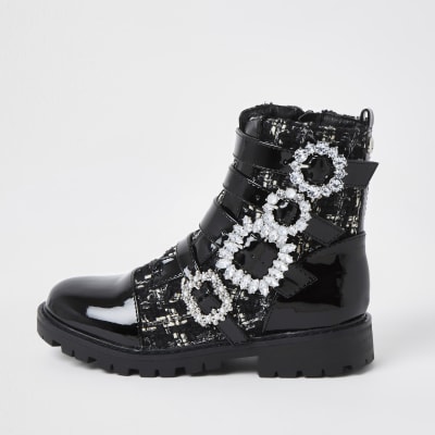 river island girls black boots