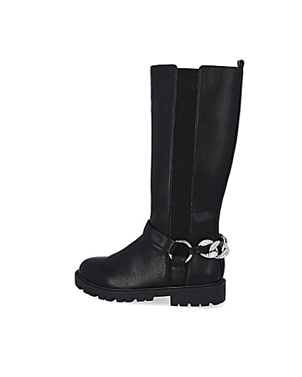 360 degree animation of product Girls black bling chain boots frame-4