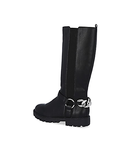 360 degree animation of product Girls black bling chain boots frame-5