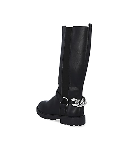 360 degree animation of product Girls black bling chain boots frame-6