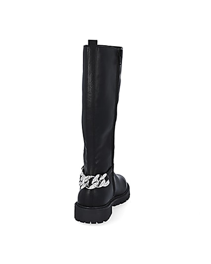 360 degree animation of product Girls black bling chain boots frame-10