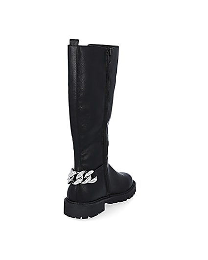 360 degree animation of product Girls black bling chain boots frame-11