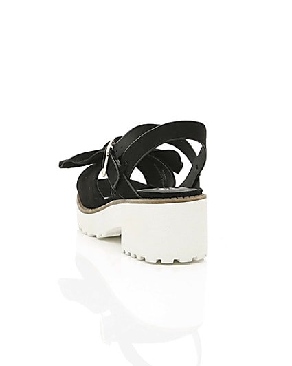 360 degree animation of product Girls black bow chunky sandals frame-17