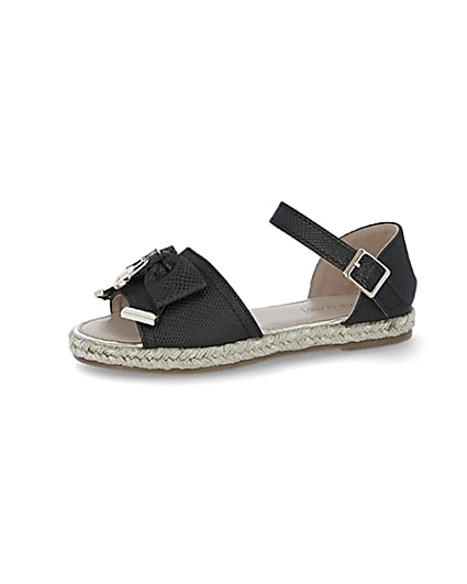 360 degree animation of product Girls black bow espadrille sandals frame-2