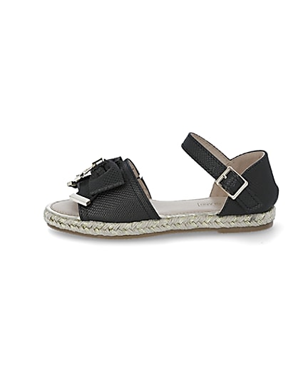 360 degree animation of product Girls black bow espadrille sandals frame-3
