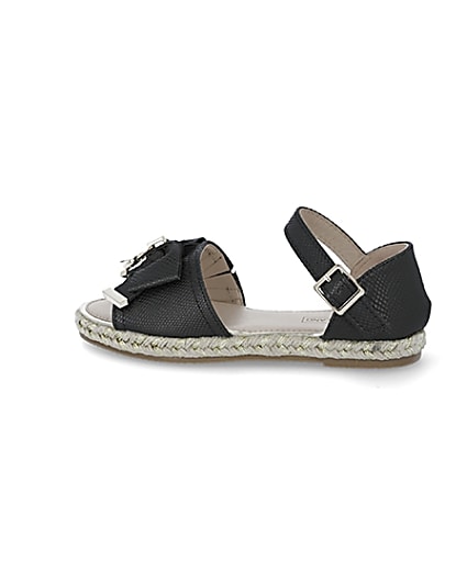 360 degree animation of product Girls black bow espadrille sandals frame-4