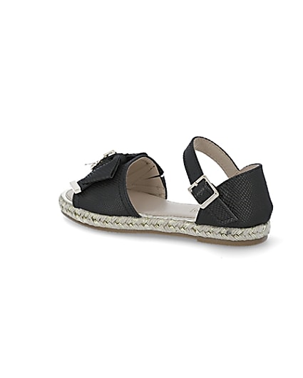 360 degree animation of product Girls black bow espadrille sandals frame-5