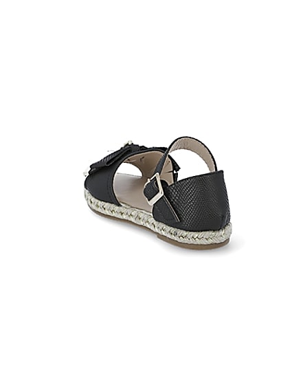360 degree animation of product Girls black bow espadrille sandals frame-7
