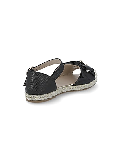 360 degree animation of product Girls black bow espadrille sandals frame-12