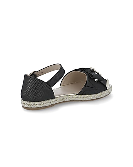 360 degree animation of product Girls black bow espadrille sandals frame-13