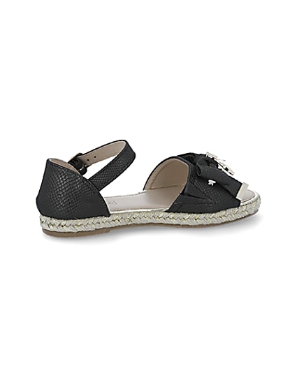 360 degree animation of product Girls black bow espadrille sandals frame-14