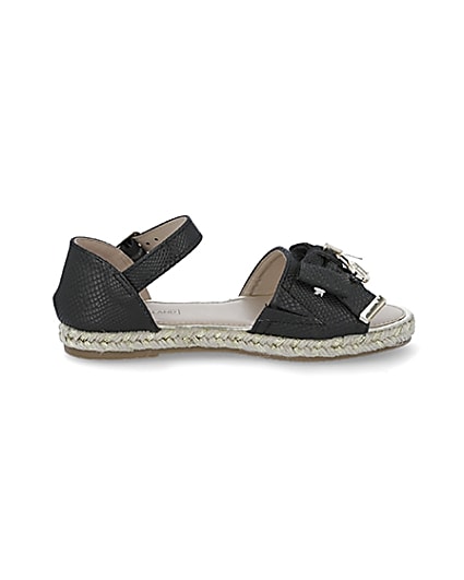360 degree animation of product Girls black bow espadrille sandals frame-15