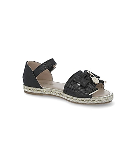 360 degree animation of product Girls black bow espadrille sandals frame-17