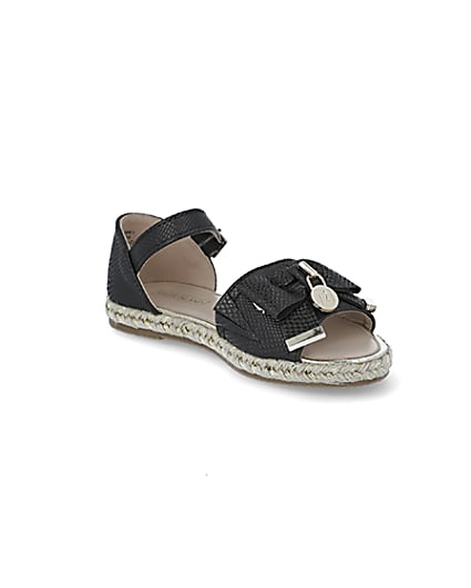 360 degree animation of product Girls black bow espadrille sandals frame-18