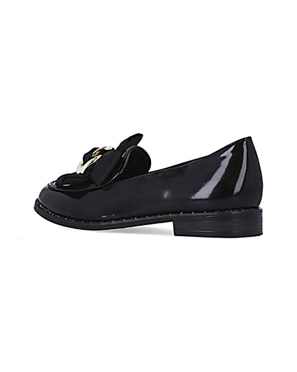 360 degree animation of product Girls black bow loafers frame-5