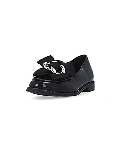 360 degree animation of product Girls black bow loafers frame-23