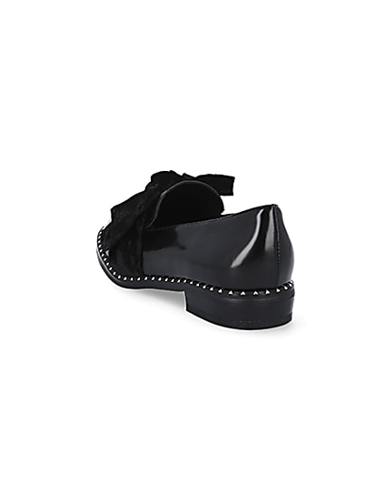 360 degree animation of product Girls black bow patent loafer frame-7