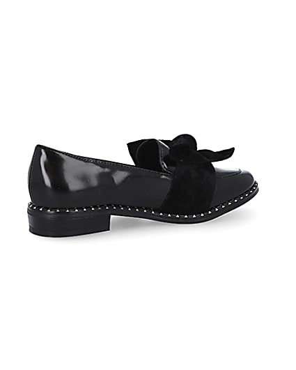 360 degree animation of product Girls black bow patent loafer frame-13