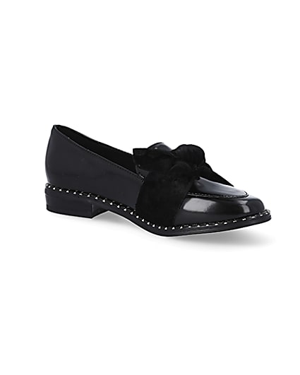 360 degree animation of product Girls black bow patent loafer frame-17