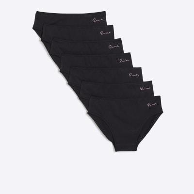 Girls Black Brief 7 Pack