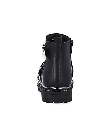 360 degree animation of product Girls black buckle boots frame-9