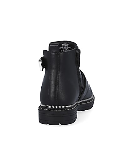 360 degree animation of product Girls black buckle boots frame-10