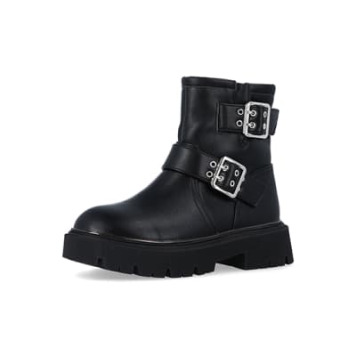 River island black store biker boots