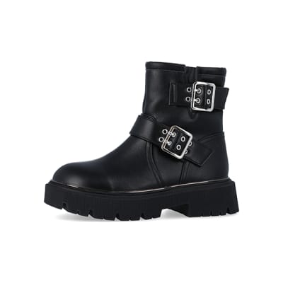 Black biker hot sale boots sale