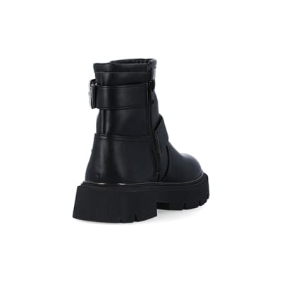 Girls black hot sale biker boots