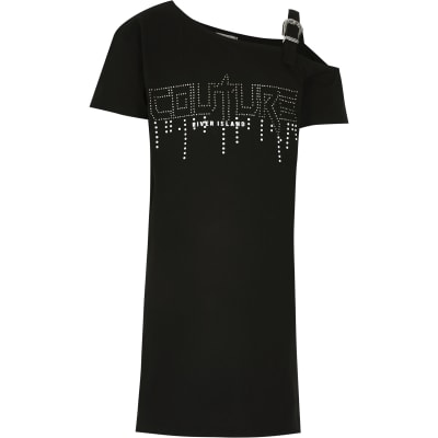 girls black tshirt dress