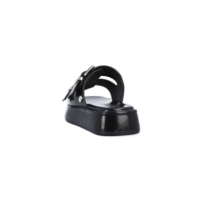 360 degree animation of product Girls Black Buckle slider Sandals frame-8